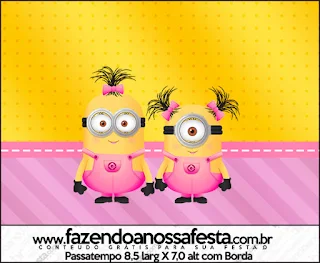 Minion Girls, Free Printable Candy Bar Labels.