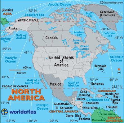 Carte Amérique Nord Departement Région