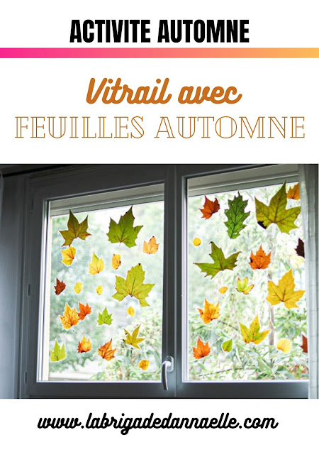 vitrail automne avec feuilles