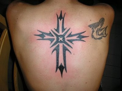 cross tattoo with wings. Wings Tribal Cross Tattoo