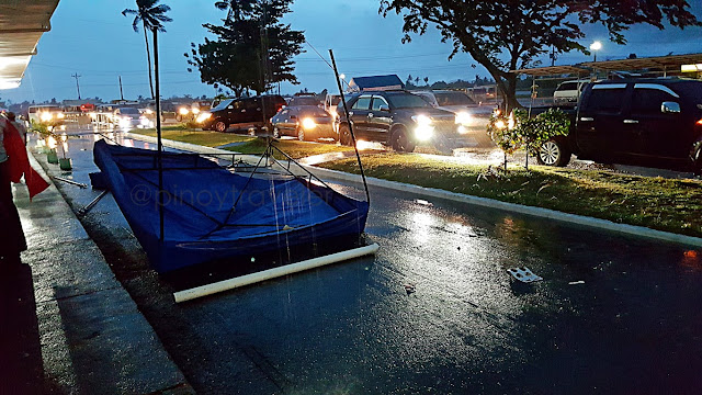 waiting area tents outside Tacloban Airport blown by a freak storm