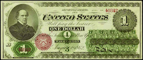 United States Notes Salmon Chase 1862 One Dollar Legal Tender Note