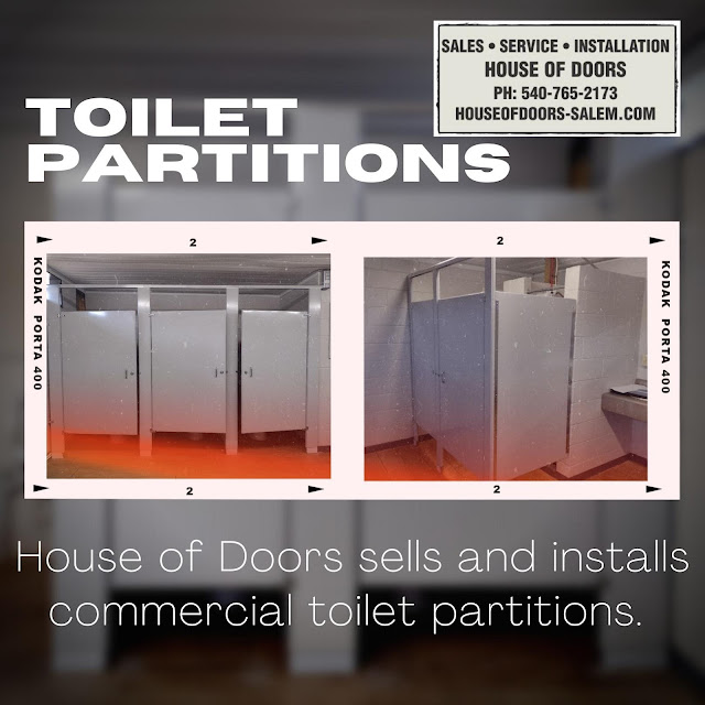 Toilet partitions can be found at HouseofDoors-Salem.com