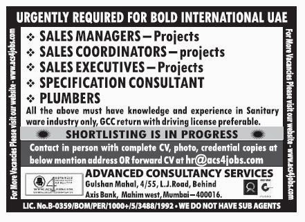 Urgent Job Requirements for International Company in UAE