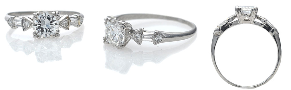 Vintage 1950s Engagement Ring Platinum Vintage Diamond Engagement ring 