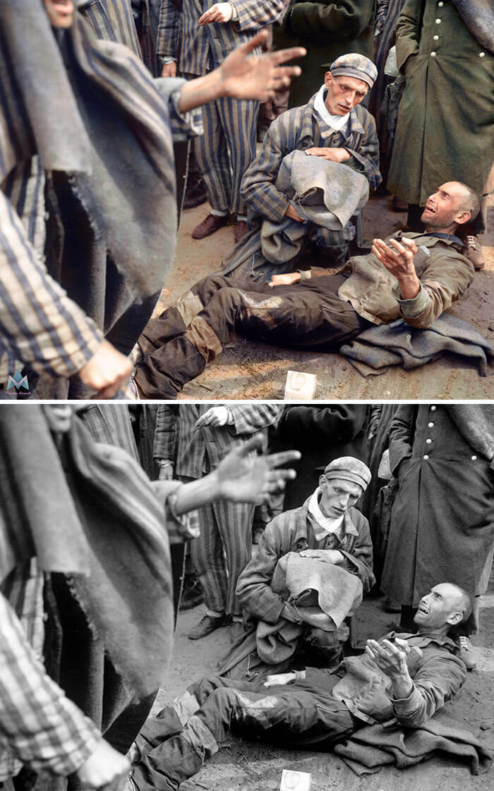 Digital Artist Colorizes The Last Heartbreaking Pictures Of A 14-Year-Old Polish Girl In Auschwitz - Inmates At Wobbelin Concentration Camp