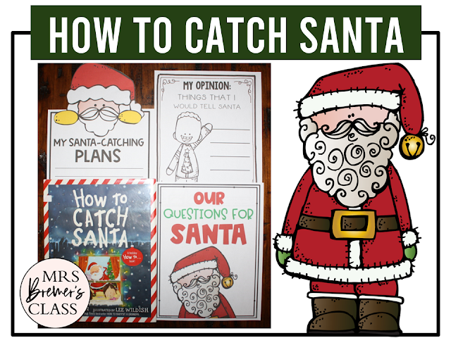 How to Catch Santa book activities unit with literacy printables, reading companion activities, lesson ideas, and a craft for Kindergarten and First Grade