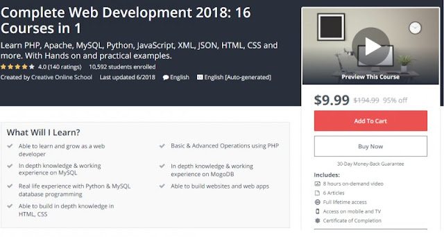 [9,99$ Only] Complete Web Development 2018: 16 Courses in 1| Worth 99,99$