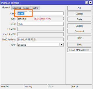 ganti nama interface mikrotik ether1