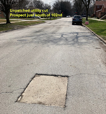 unpatched utility cut on Prospect near 102nd