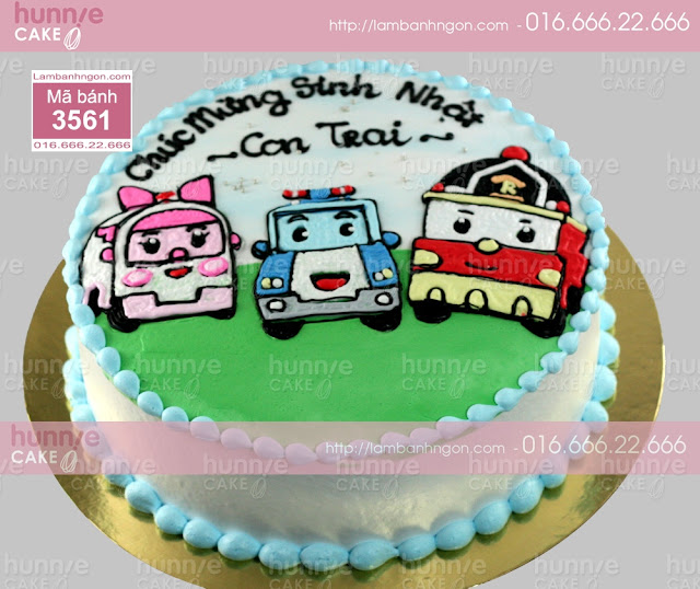 Bánh gato sinh nhật đẹp đặc sắc hình RoboCar Poli - Amber - Roi
