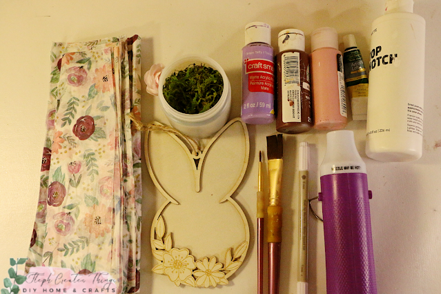 Materials for wooden bunny head plaque