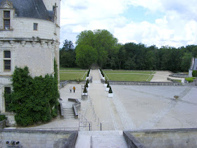 View from the balcony of the Chateau de Chenonceau during the Covid19 resrictions.  Indre et Loire, France. Photographed by Susan Walter. Tour the Loire Valley with a classic car and a private guide.