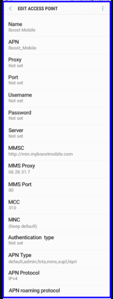 Boost Mobile 4G APN Settings