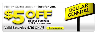 5+off+25+dg Dollar General: *HOT* $5 off Printable Coupon Valid 4/16 ONLY!