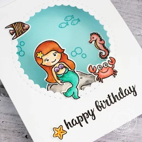 Sunny Studio Stamps: Oceans Of Joy Magical Mermaids Summer Themed Birthday Shadow Box Card by Lexa Levana