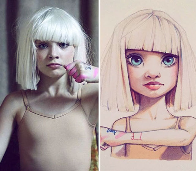 Artista Rusa retrata celebridades con un estilo de dibujo animado y el resultado es adorable