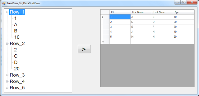 TreeView To DataGridView In C#