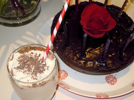 Our wedding cake was a large square chocolate mud cake with a smaller square