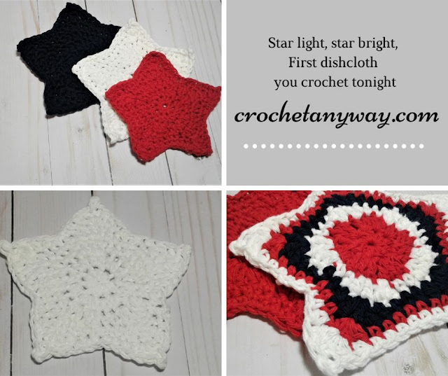 red star dishcloth, white star dishcloth, red, white and blue crochet star dishcloth