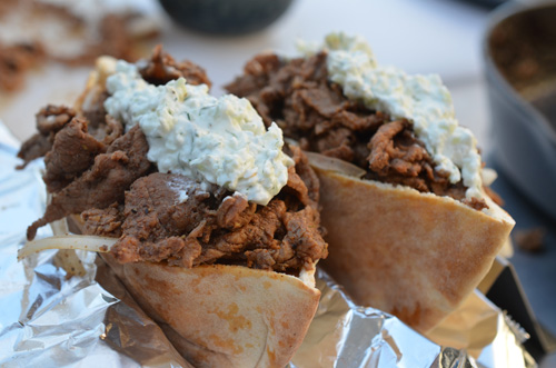 Certified Angus Beef Shaved Steak Gyros on the Big Green Egg