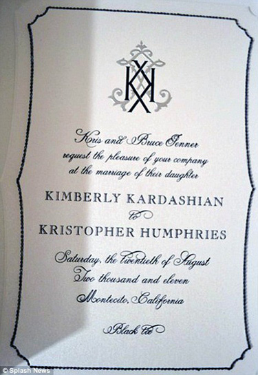 Kim Kardashian Wedding Invitation 4