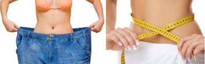 Una chica dentro de un pantalón muy grande y otra chica delgada con un centímetro alrededor de la cintura