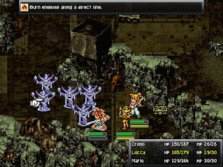 The team battles Shadows at Site 32 in Chrono Trigger.