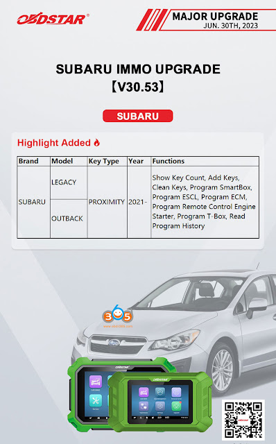 OBDSTAR Adds Subaru Legacy & Outback 2021- Smart Key