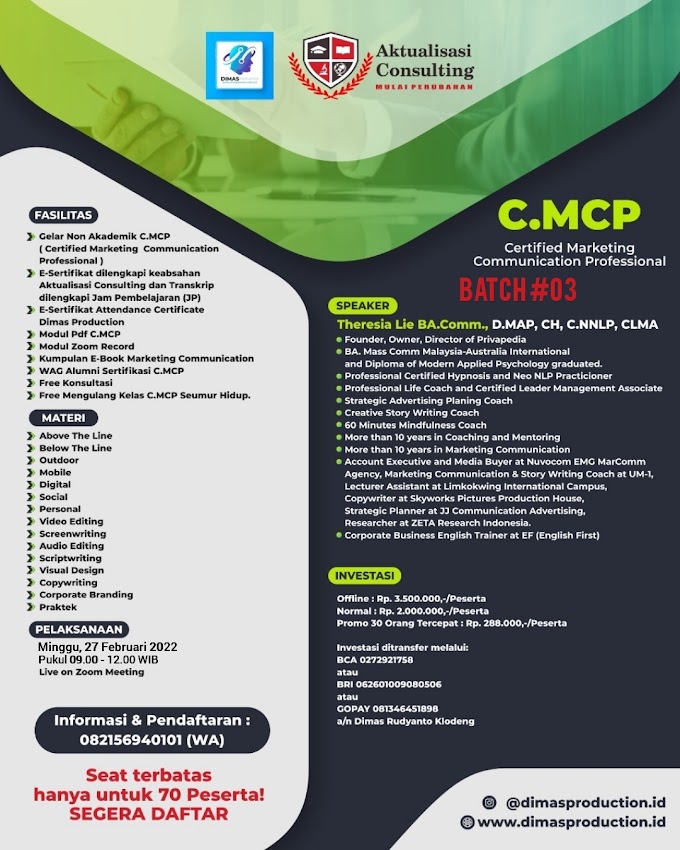 WA.0821-5694-0101 | Certified Marketing Communication Professional (C.MCP) BATCH 3