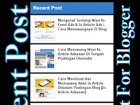 Cara Membuat Widget Recent Post/Artikel Terbaru With Thumbnail Untuk Blogger