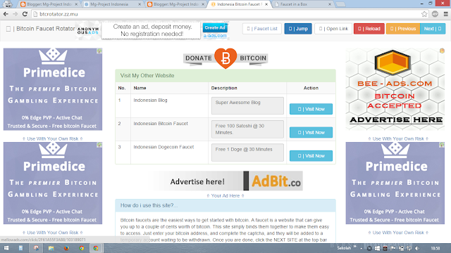 Best Bitcoin Faucet Rotator Highest Paying 2015 ~ Bitcoin Rotator Terbaik Versi Mg-Project Indonesia