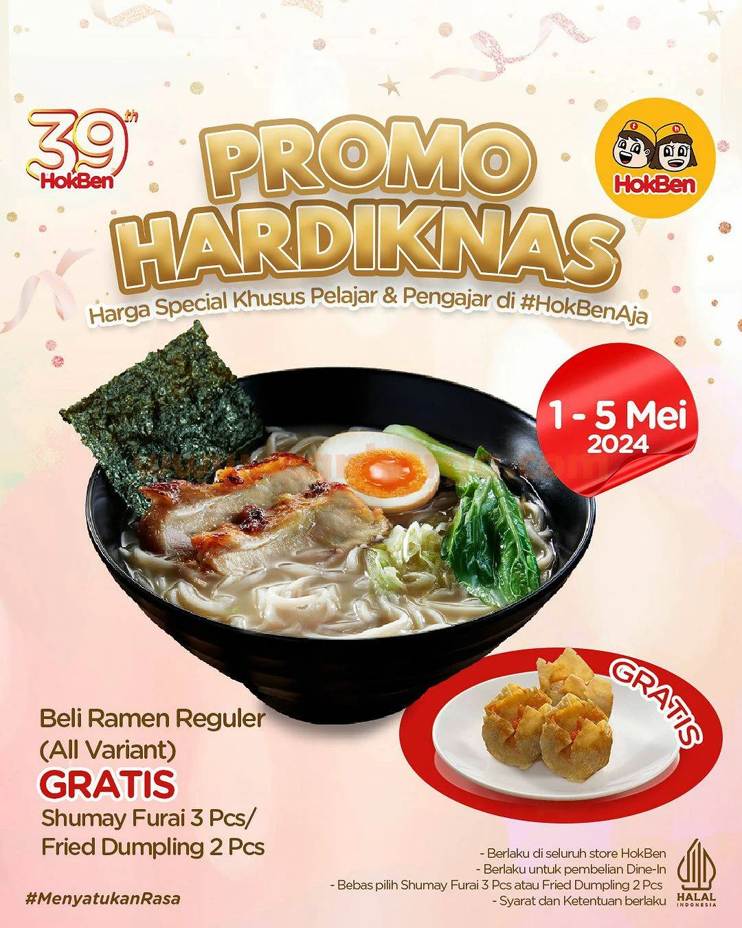 Promo Hokben Hari Hardiknas - Gratis Shumay Furai / Free Fried Dumpling