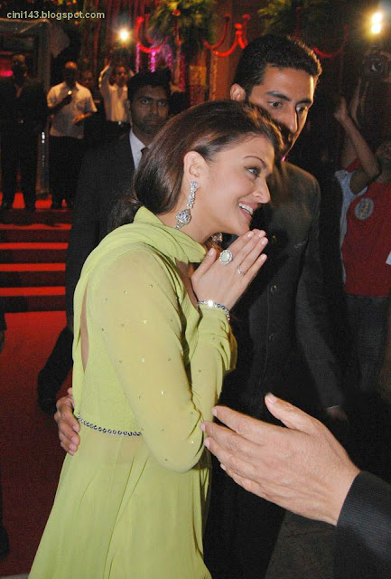 Aishwarya Rai Bachan in green at Laila Khan's wedding reception