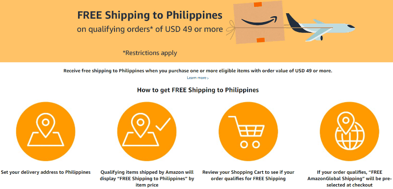 Amazon is offering free shipping to the Philippines!