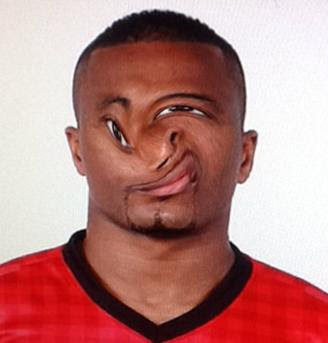 Funny picture of Manchester united's left back Patrice Evra funny picture of Evra's face 