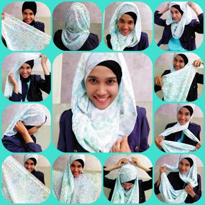 Cara Memakai Jilbab Shawl Shiffon Polkadot Style Belang