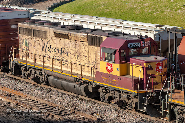 WC 3026 is eastbound on a BNSF manifest train at Chouteau Ave. in St. Louis, MO