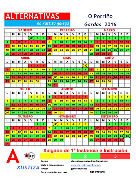 Porriño. Calendario gardas 2016