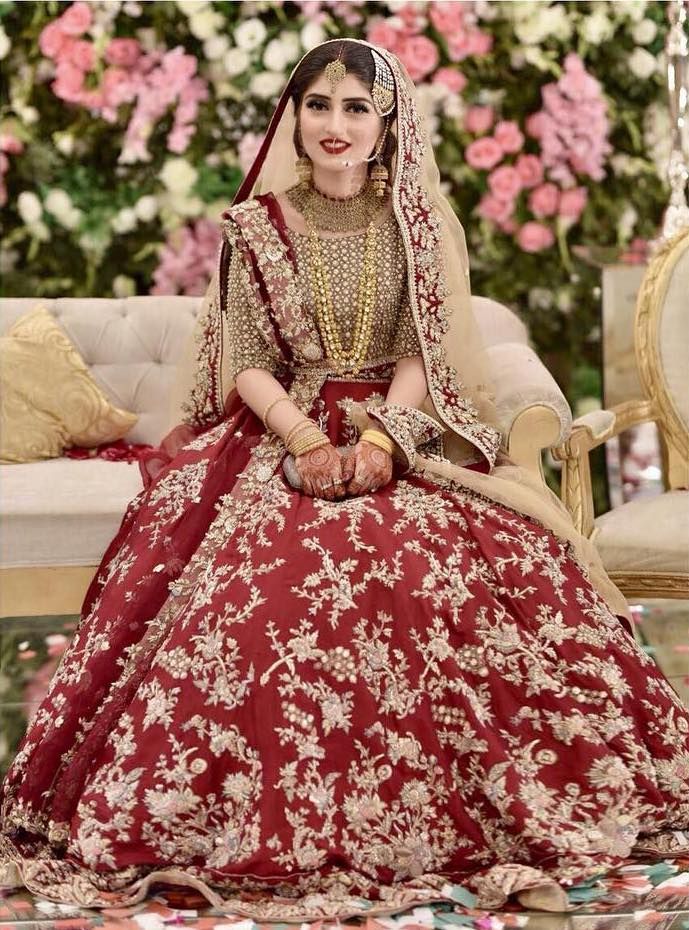 Red & Gold Wedding Dress Pakistani