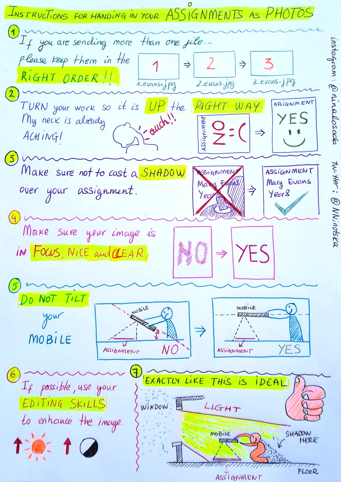 Instructions for handing in your assignments as photos