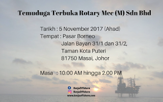 Temuduga Terbuka Rotary Mec (M) Sdn Bhd - Kerja Offshore