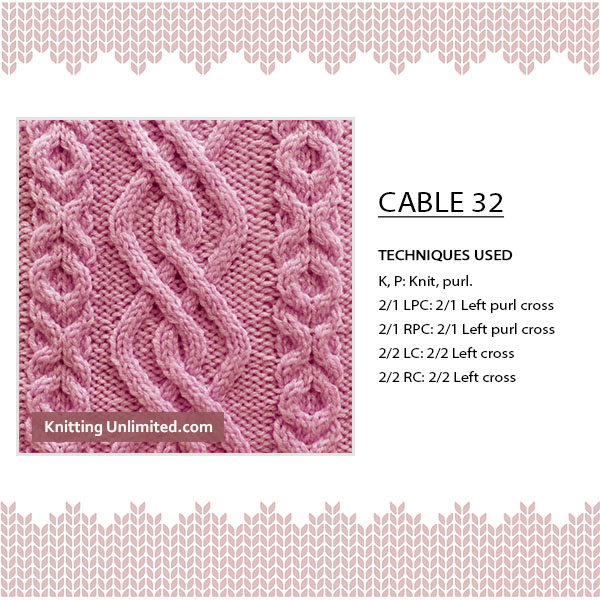 [Intermediate Cable Knitting] Spruce up your knitting with Cable No 32, 40 stitches and 16-row repeat. All it takes is a little bit of time, patience, and determination.
