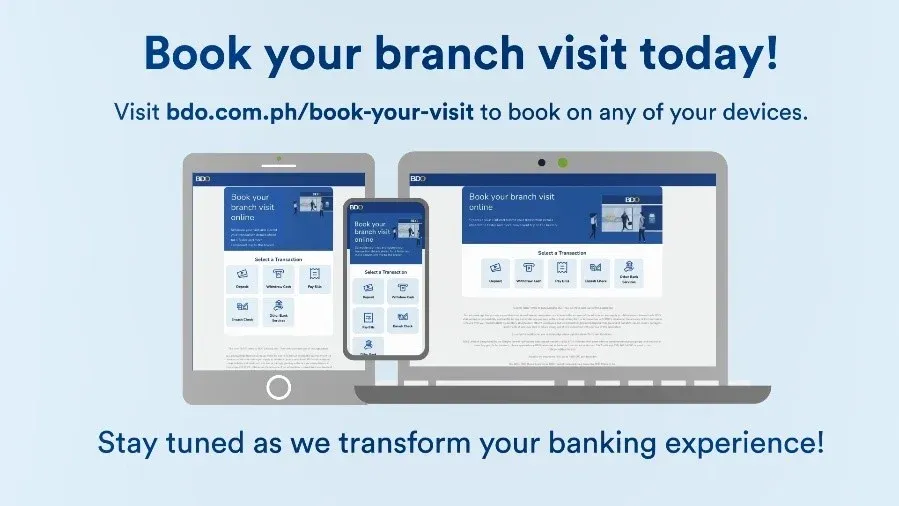 BDO self-service technology online branch visit booking