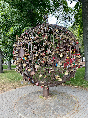 tree of love love locks in Klaipėda, Lithuania