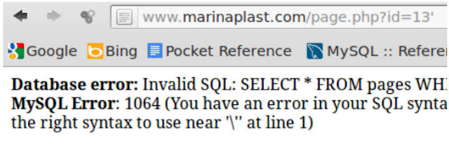 sql injection error