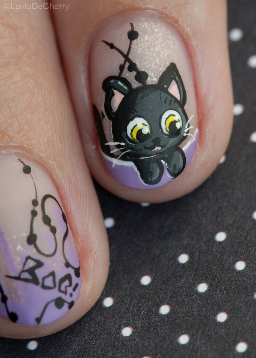 nail-art-halloween-chat-noir-mignon-french-cute-black-cat