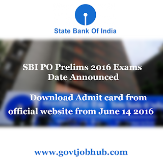 SBI PO prelims 2016 admit card