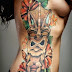 Dragon Design Tattoo on Women Hip Side