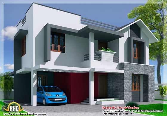 2256 square feet, 3 bedroom Kerala style modern mix home design